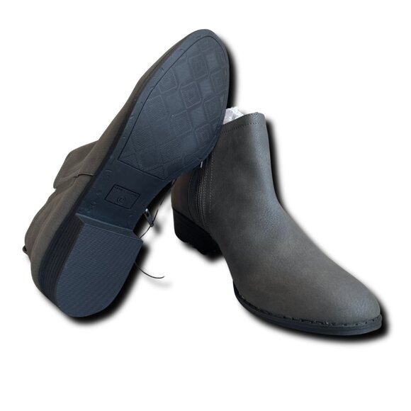 Sun + Stone Ankle Boot Zipper Booties Grey Low Heel Fall Size 7.5, Size 12 - Picture 2 of 7